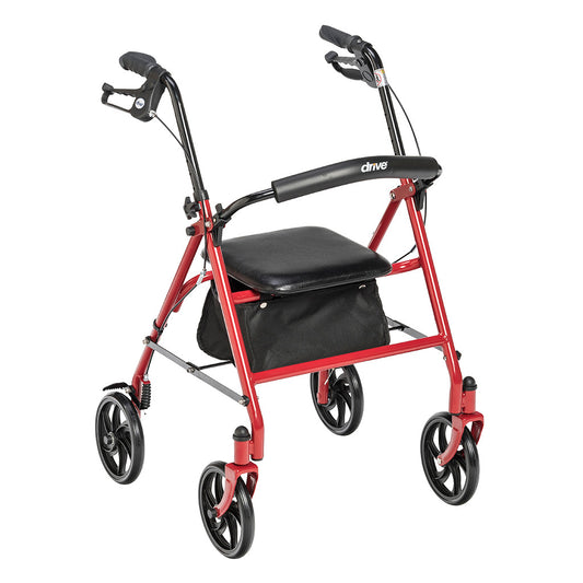 Four Wheel Walker Rollator with Fold Up Removable Back Support
