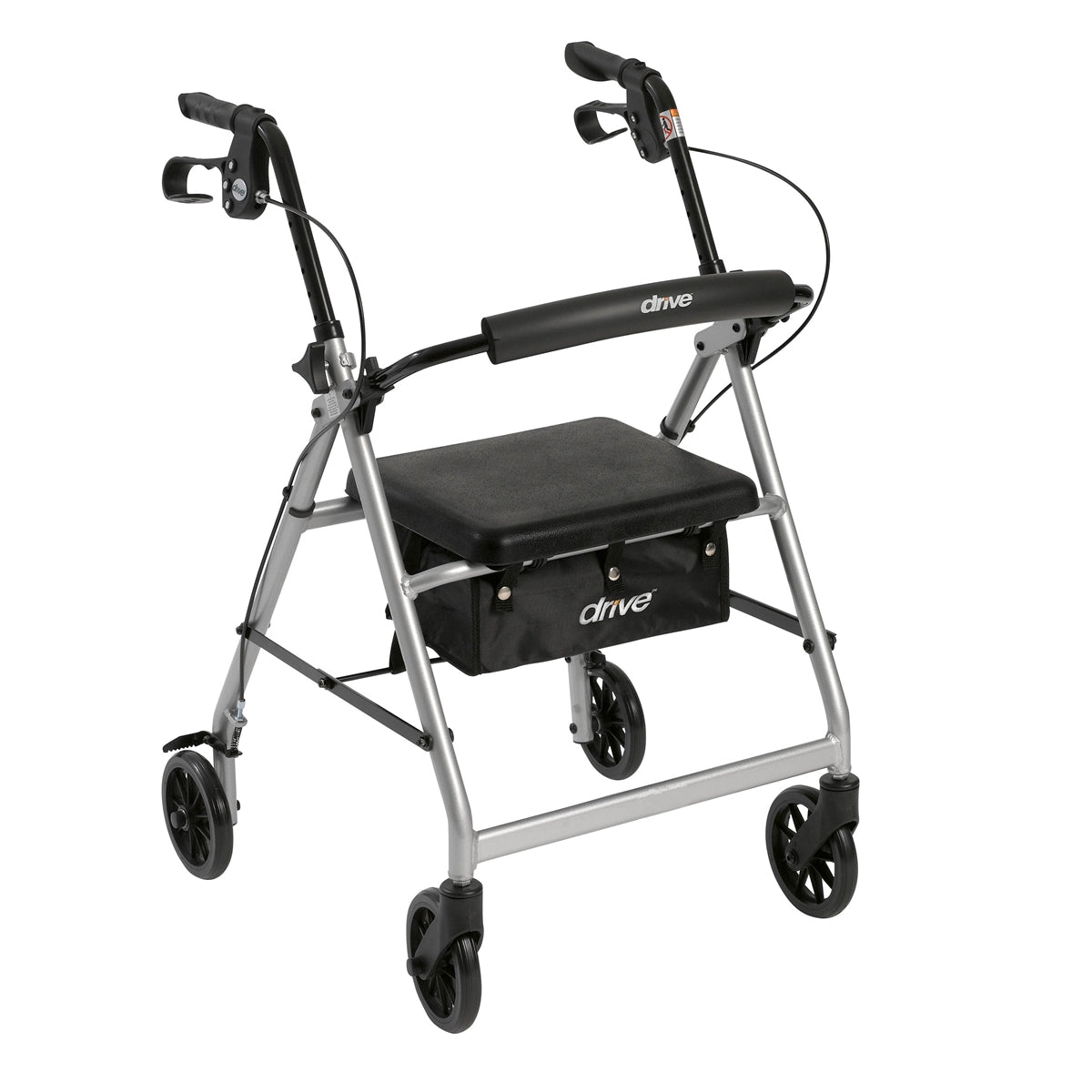 Walker Rollator with 6" Wheels, Fold Up Removable Back Support, and Padded Seat